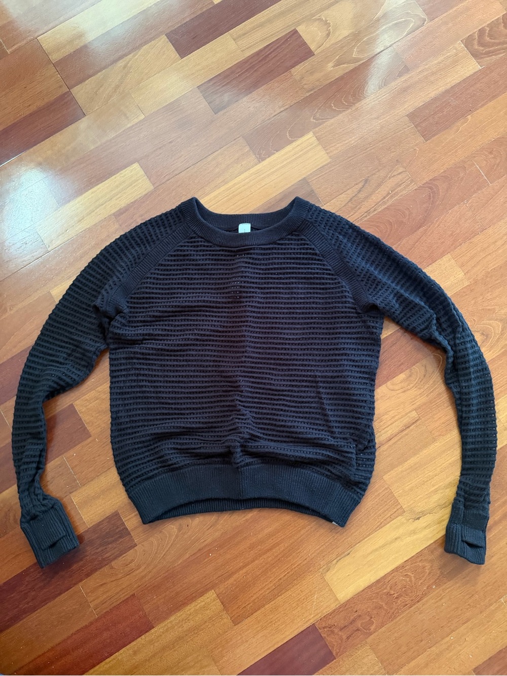 Lululemon Women's Black Pointelle/Open Stitch Knit Sweater